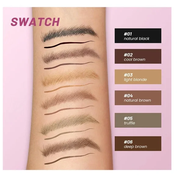 NEW Pudaier 2-in-1 Eye Scribble Curved Eyebrow Pen Eyeliner Long Lasting 2 PACK - Picture 3 of 4